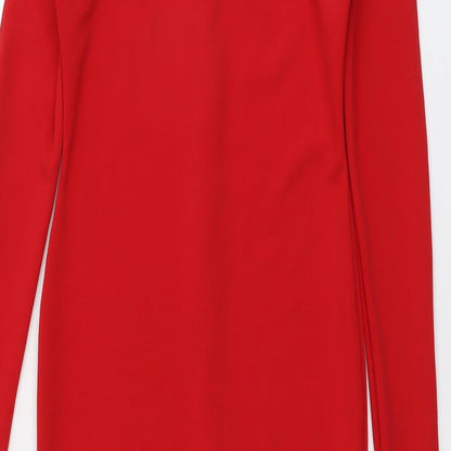 Missguided Womens Red Polyester Mermaid Size 12 Off the Shoulder Zip