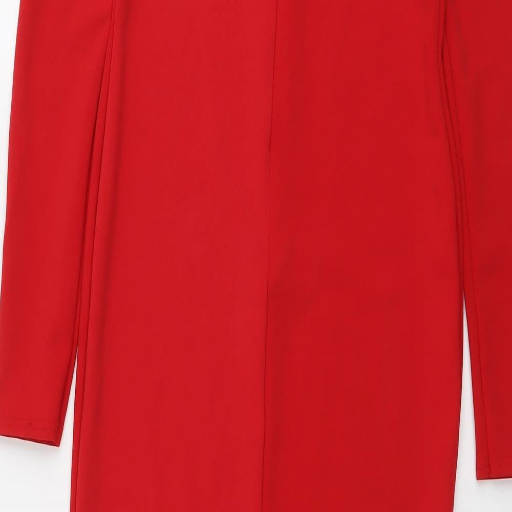 Missguided Womens Red Polyester Mermaid Size 12 Off the Shoulder Zip