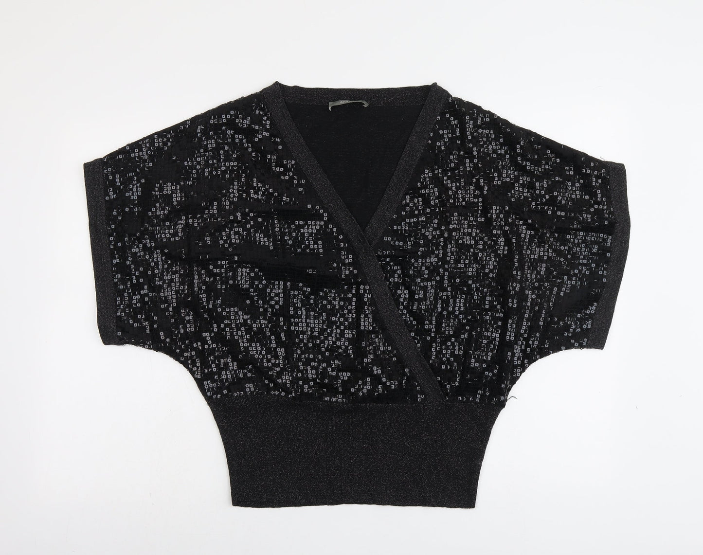 Womens UK Size M Oasis Black Cropped Blouse