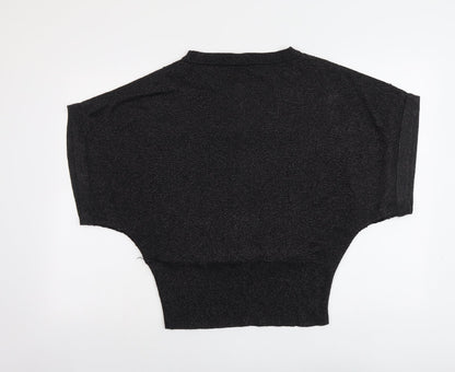 Womens UK Size M Oasis Black Cropped Blouse