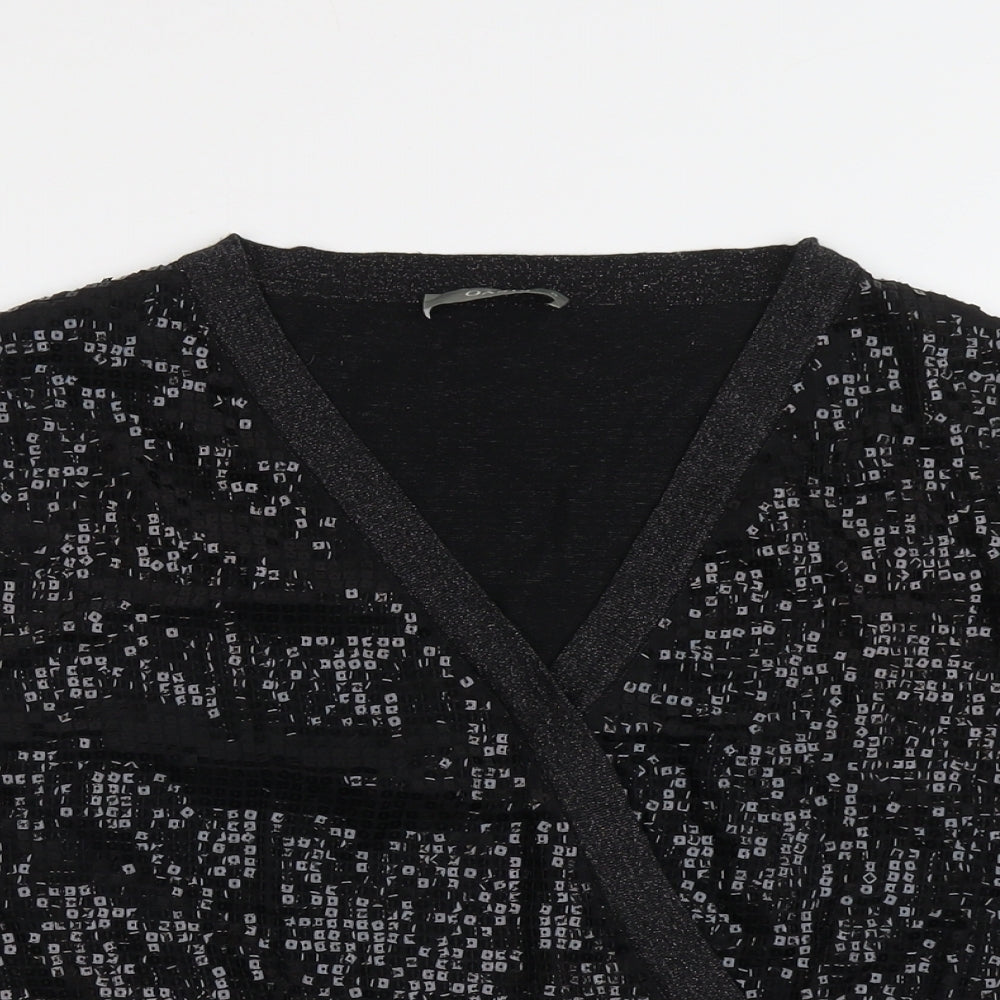 Womens UK Size M Oasis Black Cropped Blouse