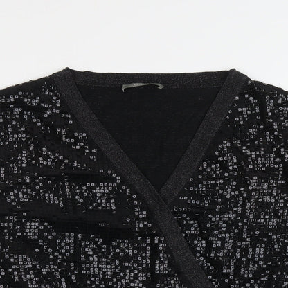 Womens UK Size M Oasis Black Cropped Blouse