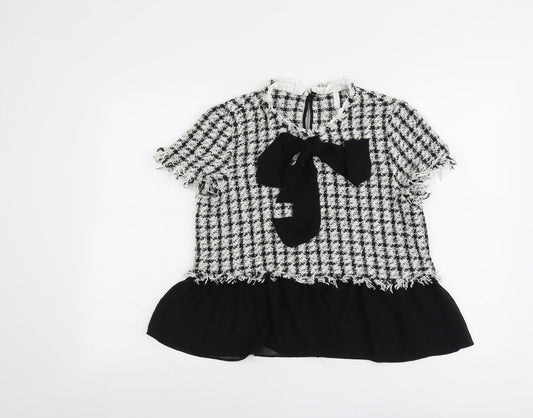 Womens UK Size L Zara Black Basic T-Shirt