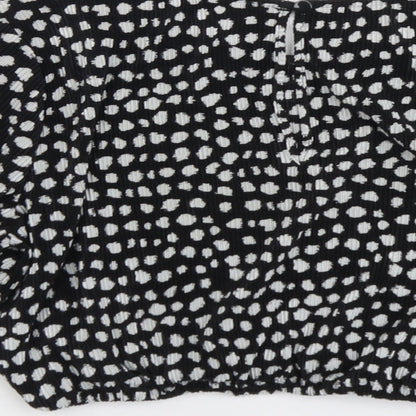 ASOS Womens Black Geometric Polyester Cropped T-Shirt Size 12 Round Neck
