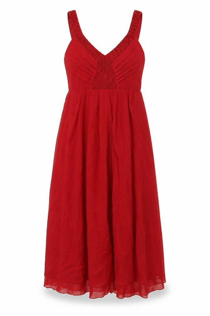 South Womens Red Polyester A-Line Size 8 V-Neck Pullover
