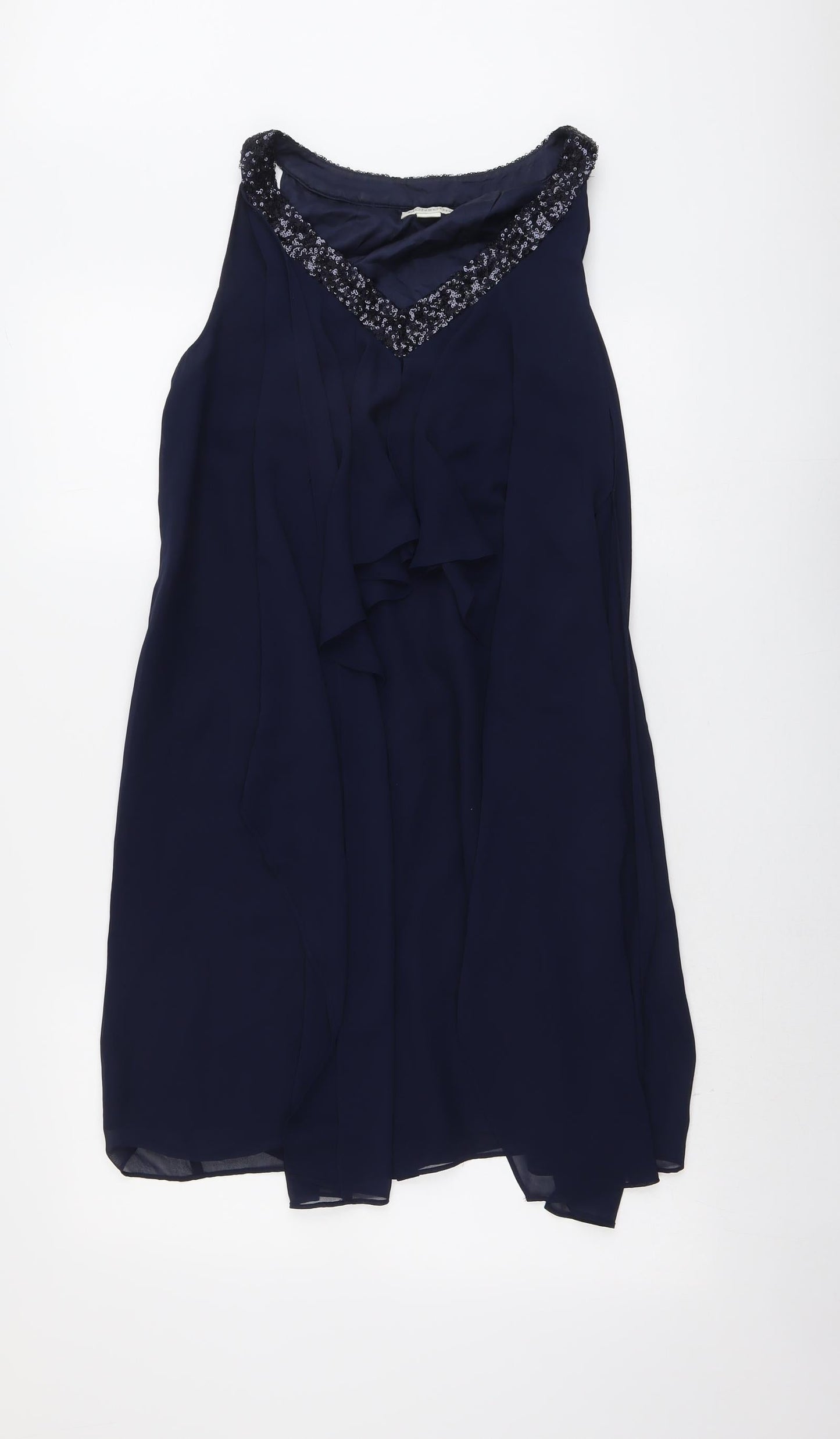 Monsoon Womens Blue Polyester A-Line Size 8 V-Neck Pullover