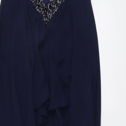 Monsoon Womens Blue Polyester A-Line Size 8 V-Neck Pullover