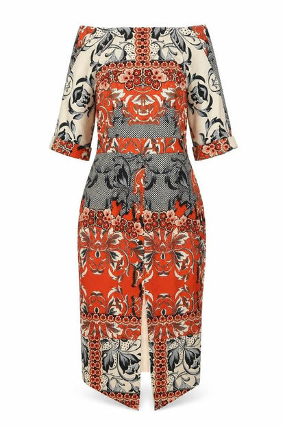 ASOS Womens Multicoloured Geometric Polyester Sheath Size 10 Boat Neck Zip