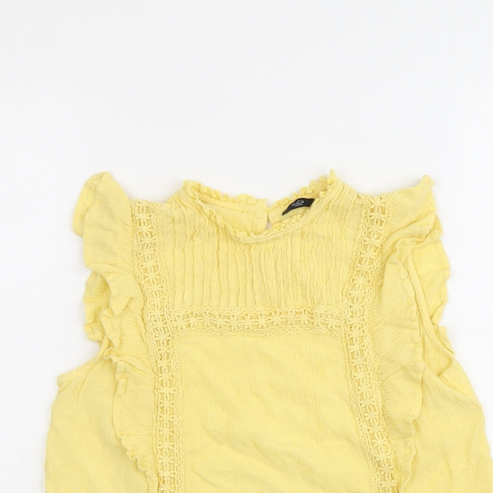 Womens UK Size 12 M&Co Yellow Basic Tank