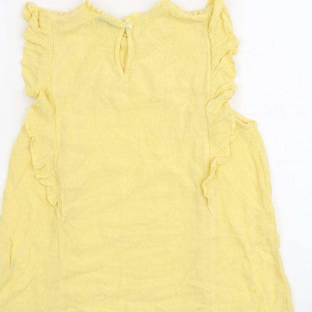 Womens UK Size 12 M&Co Yellow Basic Tank