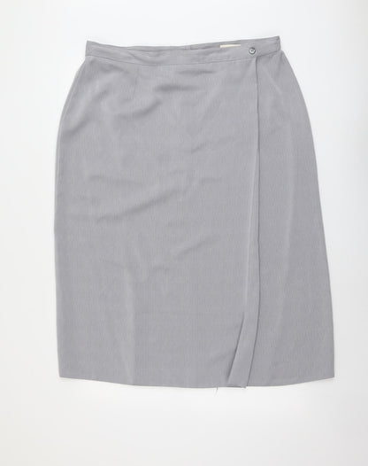 Bonmarché Womens Grey Polyester Wrap Skirt Size 24 Zip