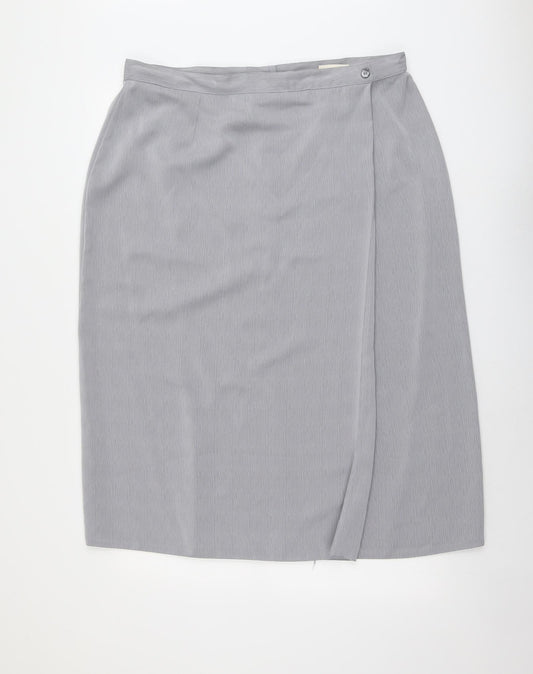 Bonmarché Womens Grey Polyester Wrap Skirt Size 24 Zip