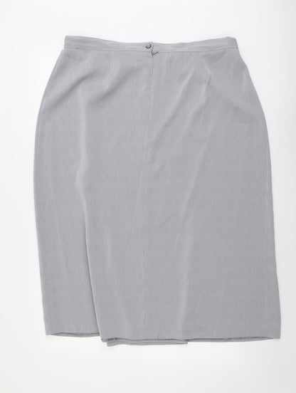 Bonmarché Womens Grey Polyester Wrap Skirt Size 24 Zip