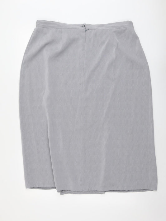 Bonmarché Womens Grey Polyester Wrap Skirt Size 24 Zip