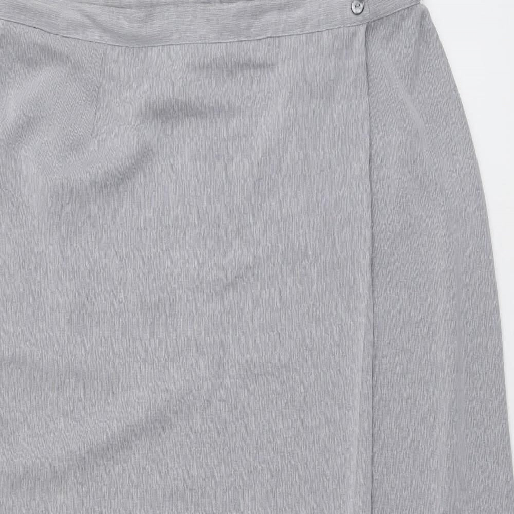Bonmarché Womens Grey Polyester Wrap Skirt Size 24 Zip