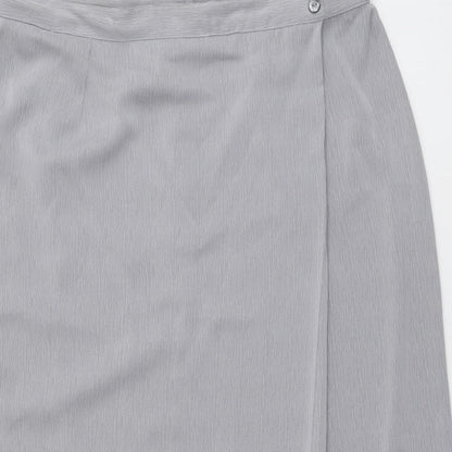 Bonmarché Womens Grey Polyester Wrap Skirt Size 24 Zip