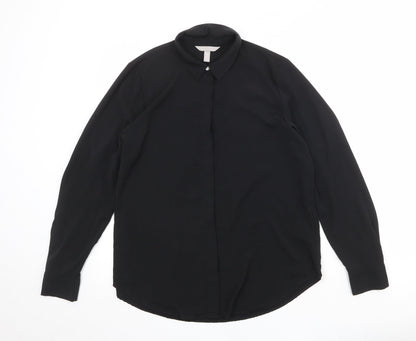 Womens UK Size 10 H&M Black Basic Button-Up