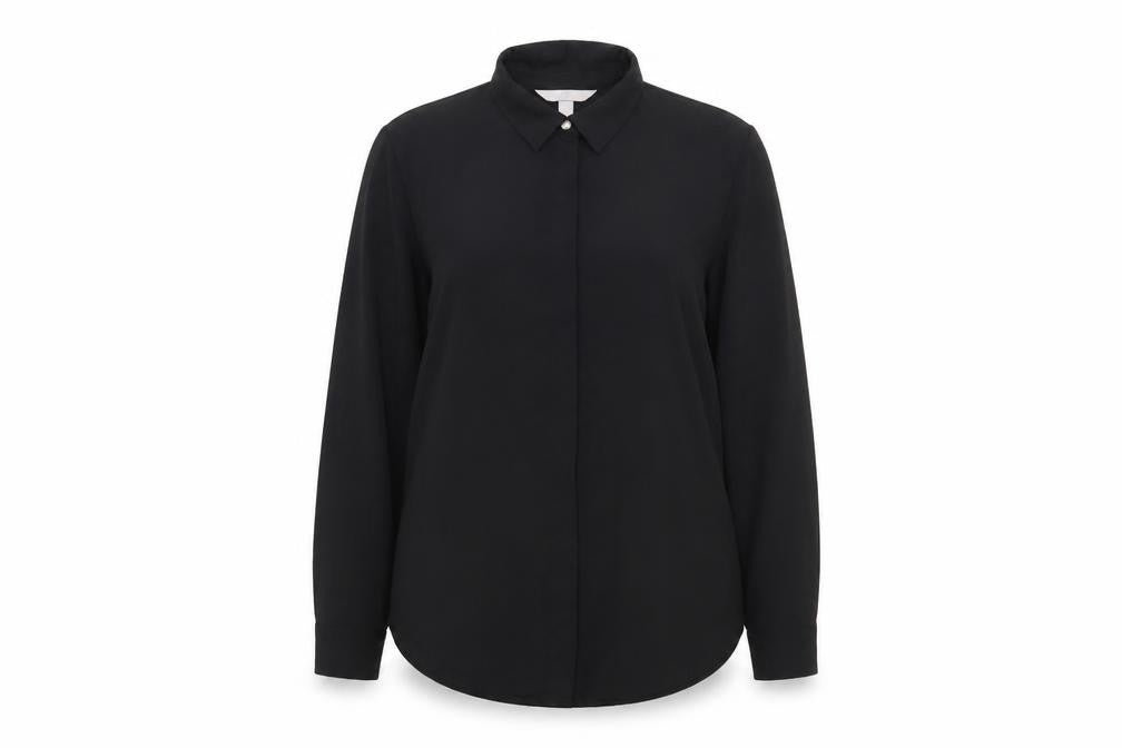 Womens UK Size 10 H&M Black Basic Button-Up