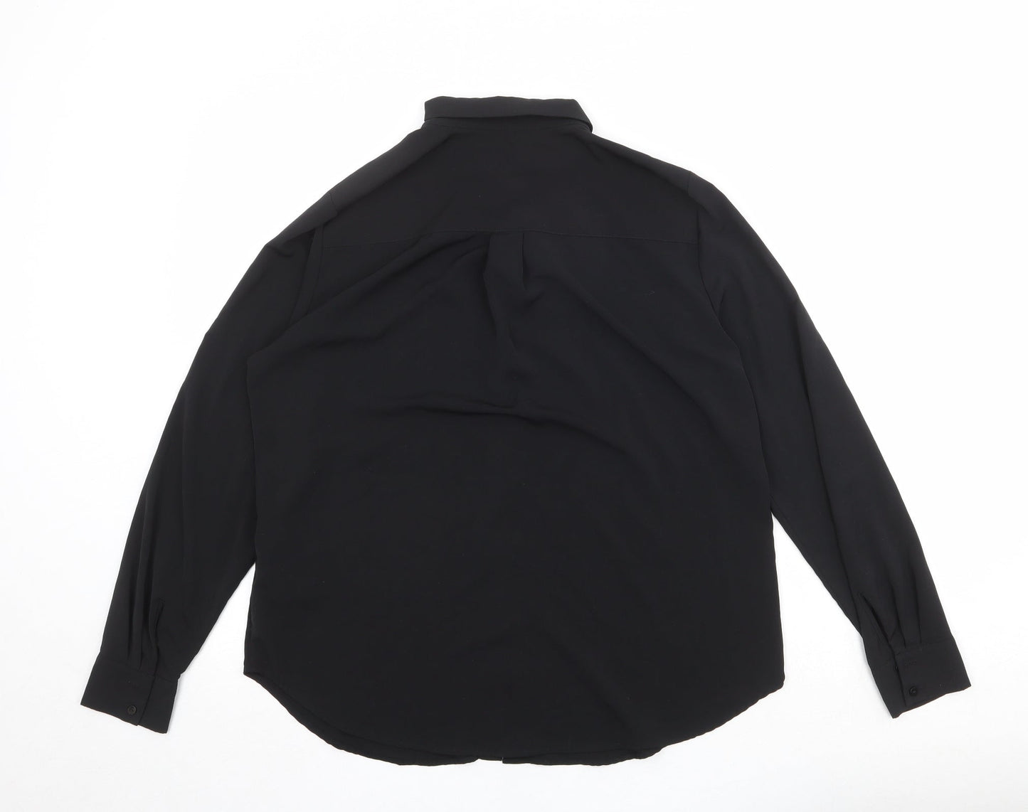 Womens UK Size 10 H&M Black Basic Button-Up