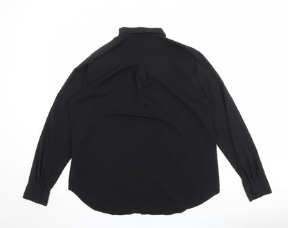 Womens UK Size 10 H&M Black Basic Button-Up