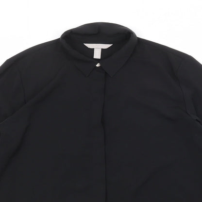 Womens UK Size 10 H&M Black Basic Button-Up
