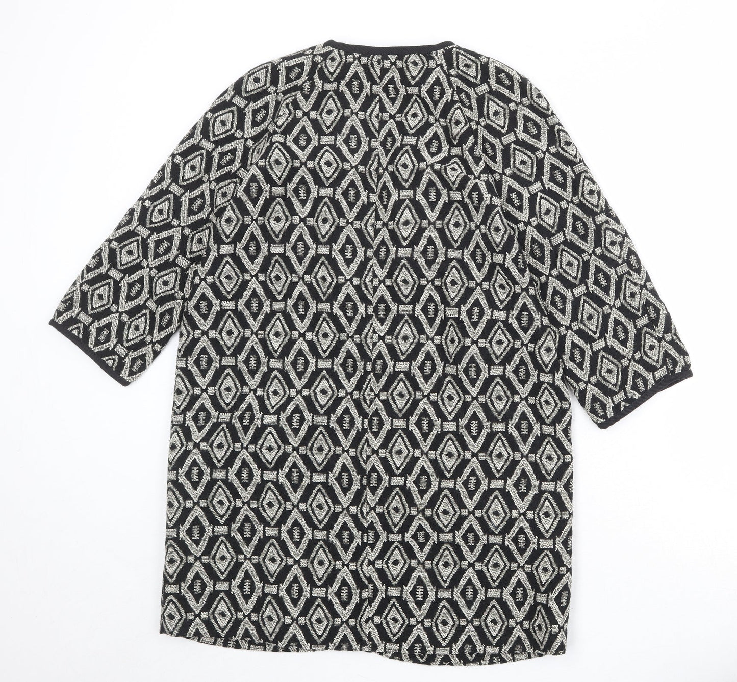 Suite Blanco Womens Black Geometric Kimono Jacket Size XS