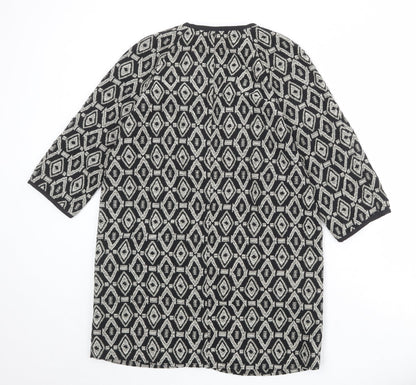 Suite Blanco Womens Black Geometric Kimono Jacket Size XS