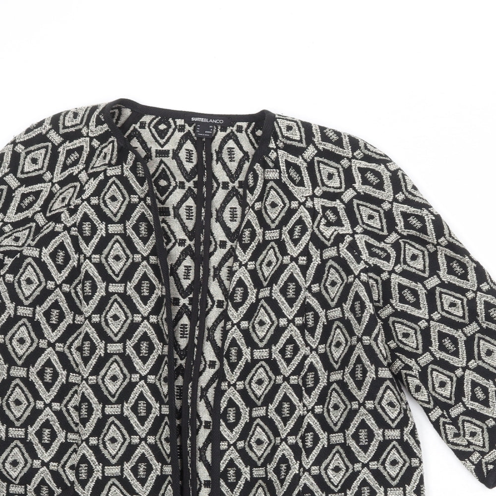 Suite Blanco Womens Black Geometric Kimono Jacket Size XS