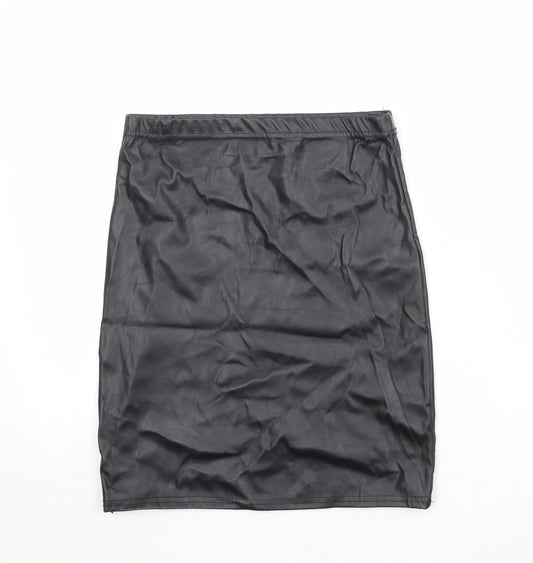 PRETTYLITTLETHING Womens Black Polyester Bandage Skirt Size 10