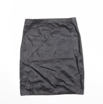 PRETTYLITTLETHING Womens Black Polyester Bandage Skirt Size 10