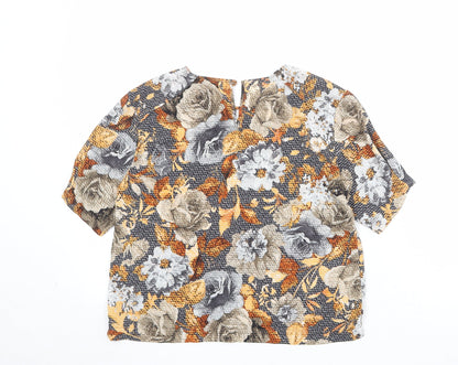 Zara Womens Multicoloured Floral Polyester Basic Blouse Size XS Round Neck