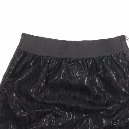 Machima Womens Black Geometric Polyurethane A-Line Skirt Size 27 in Zip