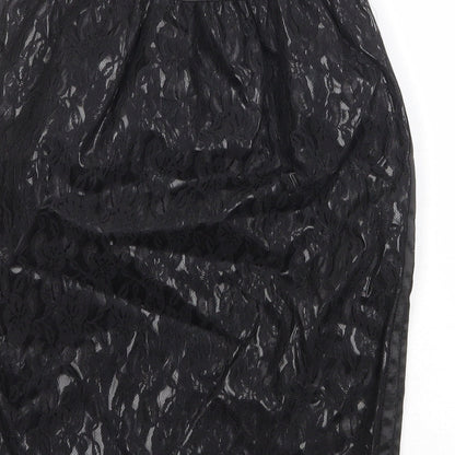 Machima Womens Black Geometric Polyurethane A-Line Skirt Size 27 in Zip
