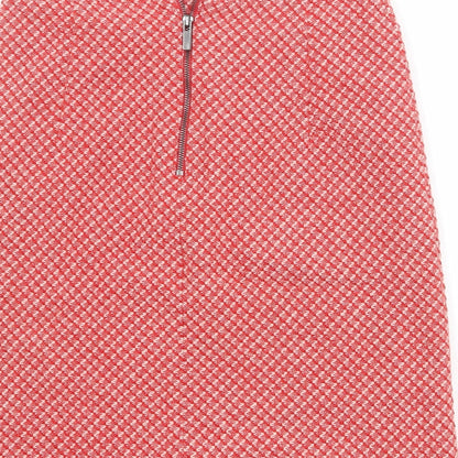 Marks and Spencer Womens Red Geometric Wool A-Line Skirt Size 8 Zip