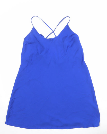 Marks and Spencer Womens Blue Polyester Basic Tank Size 12 Round Neck