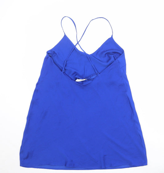 Marks and Spencer Womens Blue Polyester Basic Tank Size 12 Round Neck