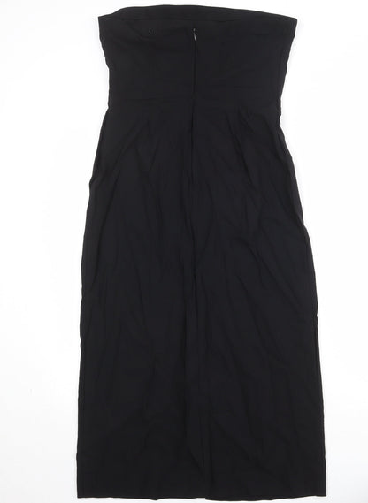 Marks and Spencer Womens Black Viscose Sheath Size 14 Square Neck Zip