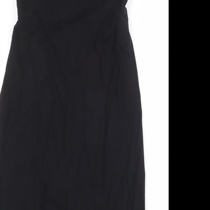 Marks and Spencer Womens Black Viscose Sheath Size 14 Square Neck Zip