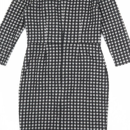 PURE Collection Womens Black Geometric Polyester Pencil Dress Size 8 V-Neck Pullover