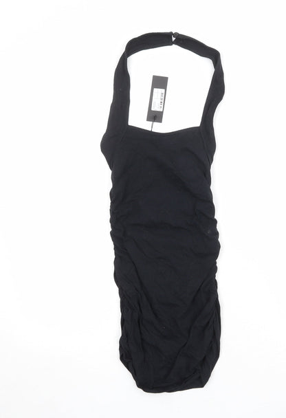Motel Womens Black Cotton Bodycon Size 2XS Halter Button