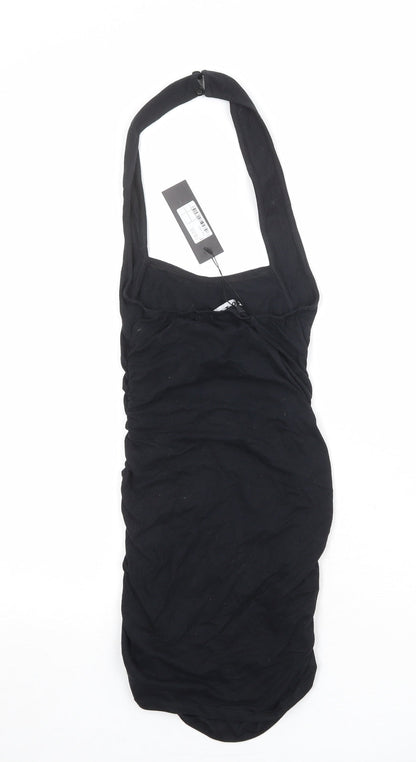 Motel Womens Black Cotton Bodycon Size 2XS Halter Button