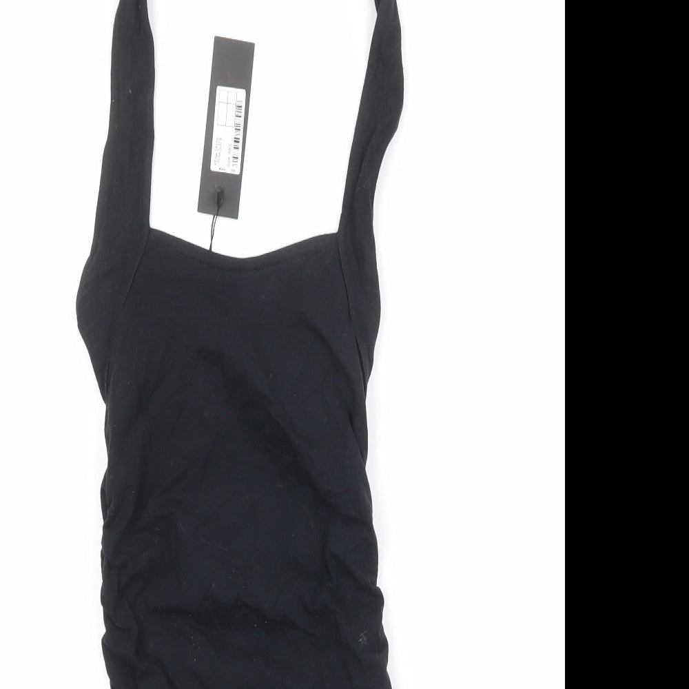 Motel Womens Black Cotton Bodycon Size 2XS Halter Button