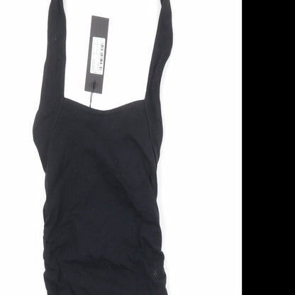Motel Womens Black Cotton Bodycon Size 2XS Halter Button