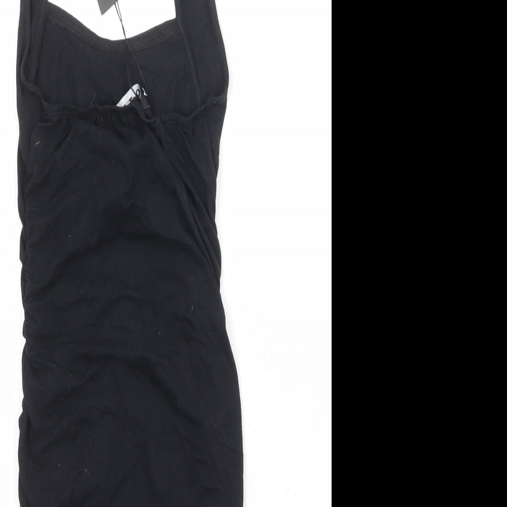 Motel Womens Black Cotton Bodycon Size 2XS Halter Button