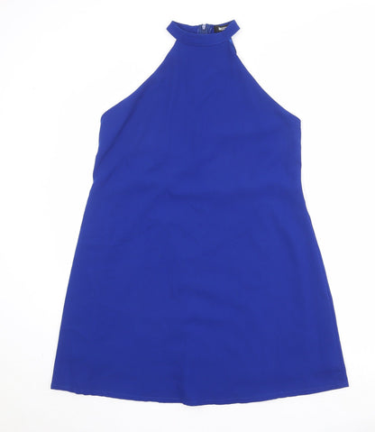 Missguided Womens Blue Polyester Trapeze & Swing Size 12 Halter Zip