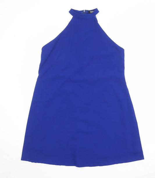 Missguided Womens Blue Polyester Trapeze & Swing Size 12 Halter Zip