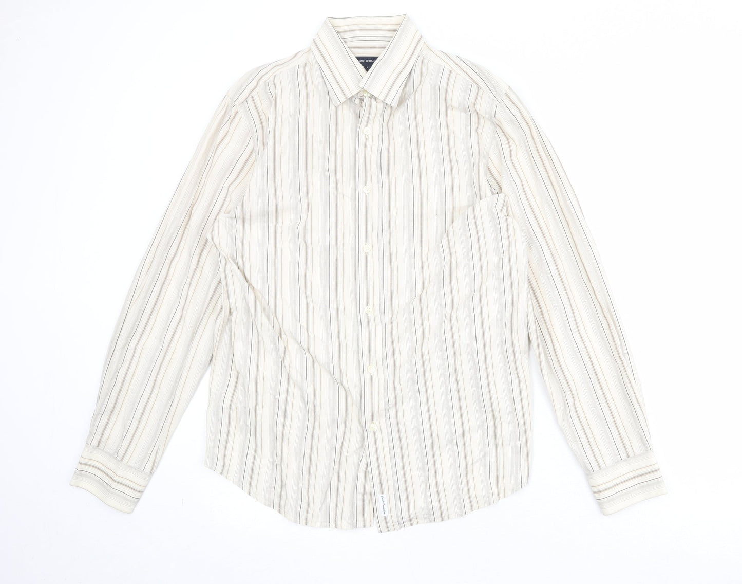 Mens UK Size L French Connection Beige  Button-Up Long Sleeve Casual Shirt