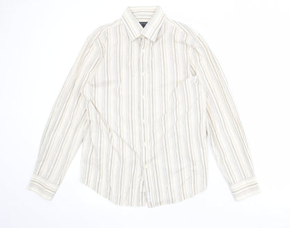 Mens UK Size L French Connection Beige  Button-Up Long Sleeve Casual Shirt