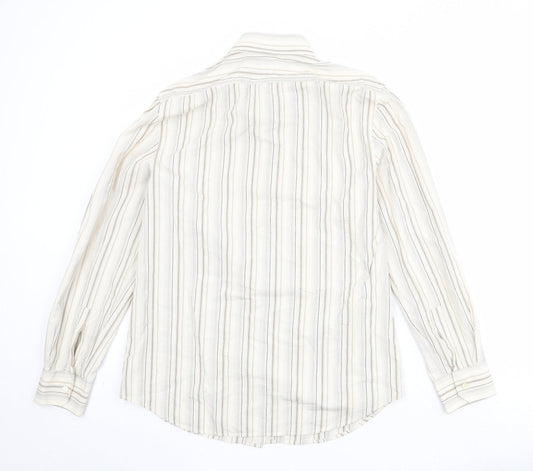 Mens UK Size L French Connection Beige  Button-Up Long Sleeve Casual Shirt