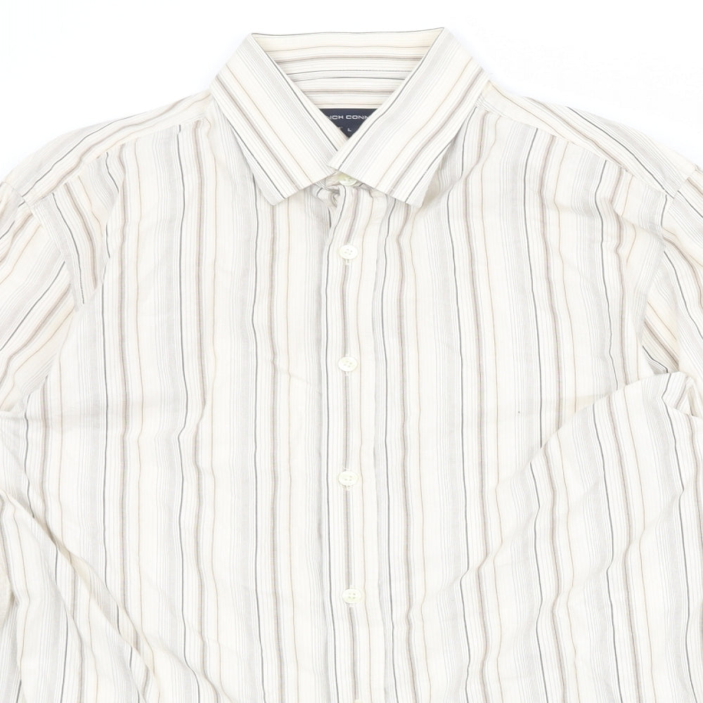 Mens UK Size L French Connection Beige  Button-Up Long Sleeve Casual Shirt